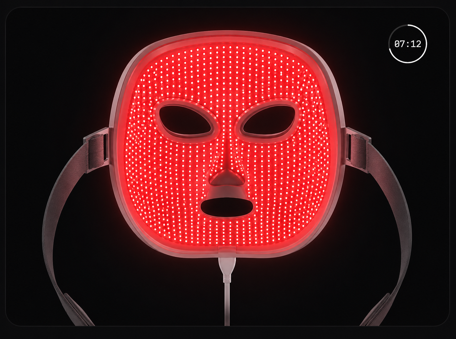 Conventional LED mask — entire face lit uniformly red